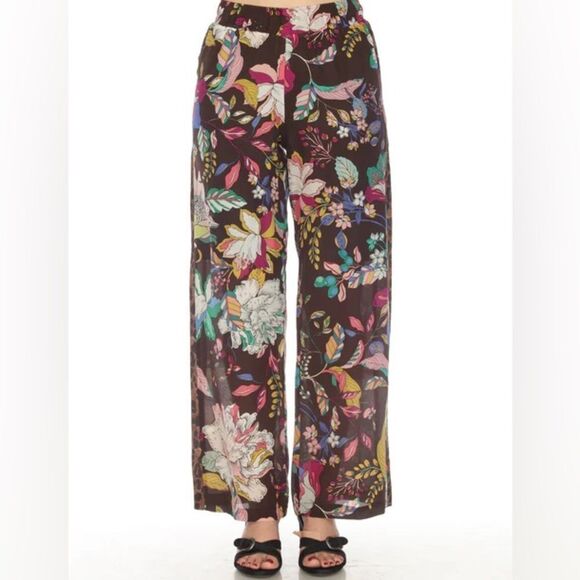 JOHNNY WAS Floral Print Scalloped Edge Albany Tie Waist Pants XS colorful